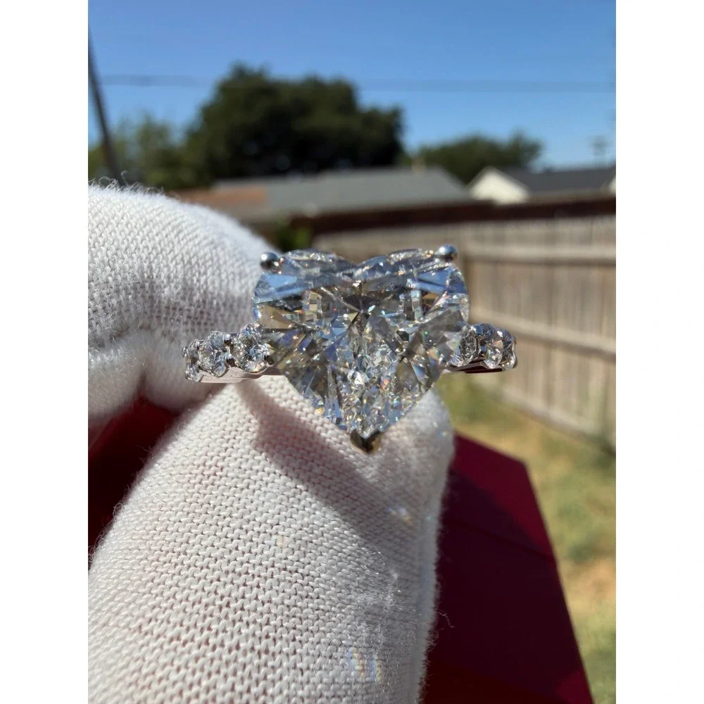 5ct Heart Lab Diamond Engagement Ring 14k White Gold IGI